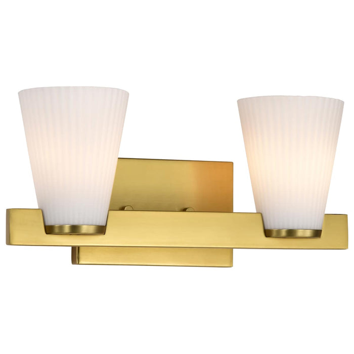 Vanity Nuvo 60-8722 Royale - 2 Light Vanity - Burnished Brass Finish - Ribbed White Glass Nuvo