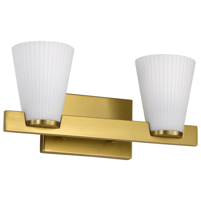 Vanity Nuvo 60-8722 Royale - 2 Light Vanity - Burnished Brass Finish - Ribbed White Glass Nuvo