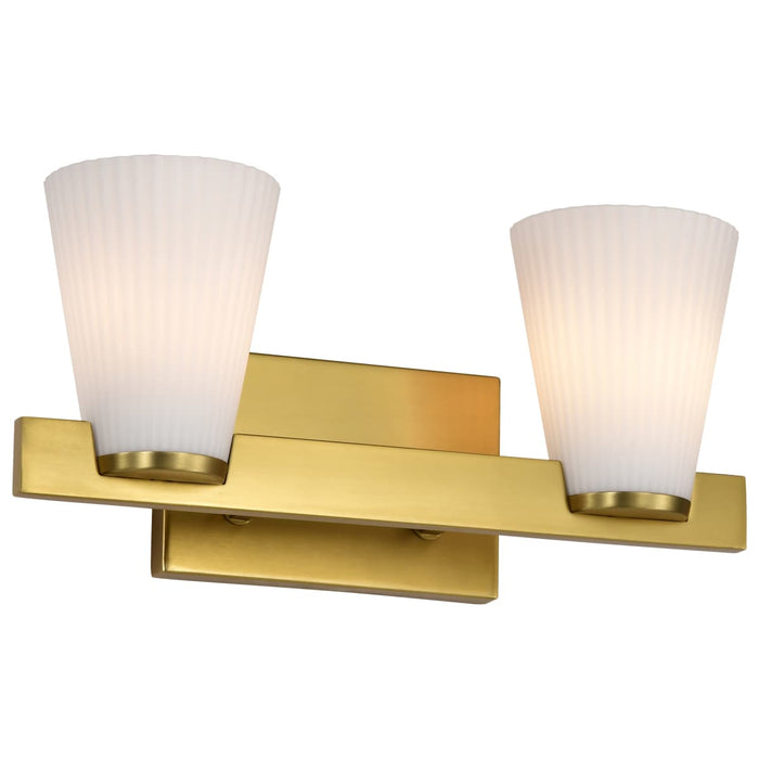 Vanity Nuvo 60-8722 Royale - 2 Light Vanity - Burnished Brass Finish - Ribbed White Glass Nuvo