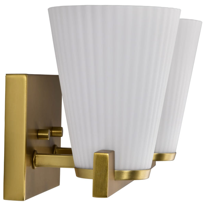 Vanity Nuvo 60-8722 Royale - 2 Light Vanity - Burnished Brass Finish - Ribbed White Glass Nuvo