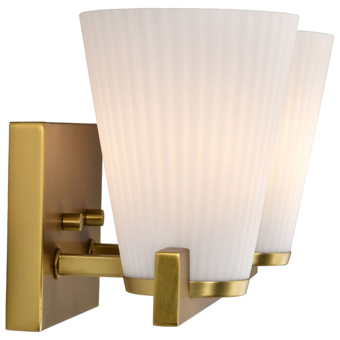 Vanity Nuvo 60-8722 Royale - 2 Light Vanity - Burnished Brass Finish - Ribbed White Glass Nuvo