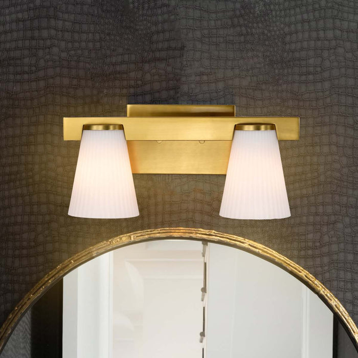 Vanity Nuvo 60-8722 Royale - 2 Light Vanity - Burnished Brass Finish - Ribbed White Glass Nuvo