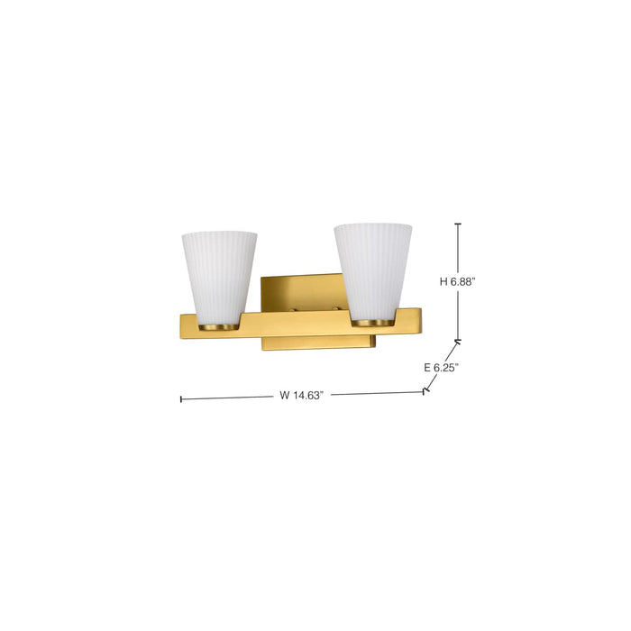 Vanity Nuvo 60-8722 Royale - 2 Light Vanity - Burnished Brass Finish - Ribbed White Glass Nuvo