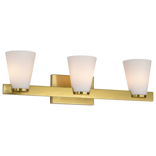 Vanity Nuvo 60-8723 Royale - 3 Light Vanity - Burnished Brass Finish - Ribbed White Glass Nuvo