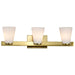 Vanity Nuvo 60-8723 Royale - 3 Light Vanity - Burnished Brass Finish - Ribbed White Glass Nuvo