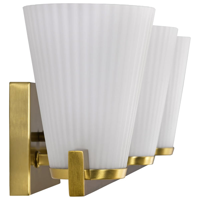 Vanity Nuvo 60-8723 Royale - 3 Light Vanity - Burnished Brass Finish - Ribbed White Glass Nuvo