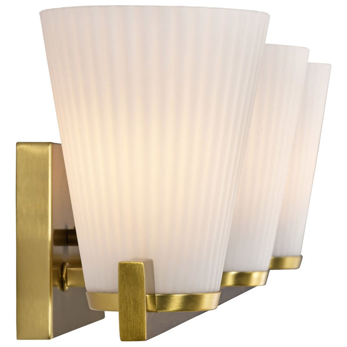 Vanity Nuvo 60-8723 Royale - 3 Light Vanity - Burnished Brass Finish - Ribbed White Glass Nuvo