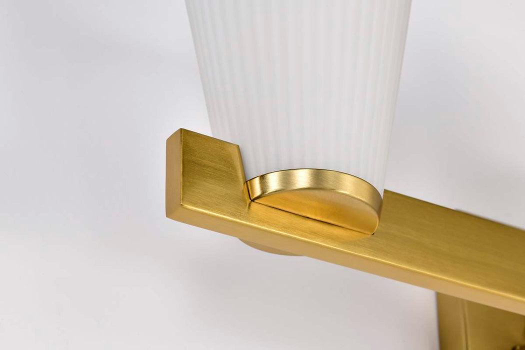 Vanity Nuvo 60-8723 Royale - 3 Light Vanity - Burnished Brass Finish - Ribbed White Glass Nuvo
