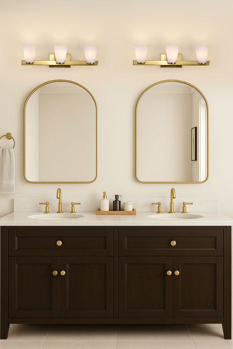Vanity Nuvo 60-8723 Royale - 3 Light Vanity - Burnished Brass Finish - Ribbed White Glass Nuvo