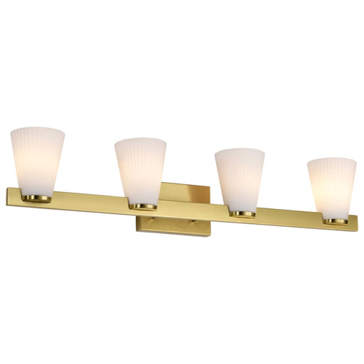 Vanity Nuvo 60-8724 Royale - 4 Light Vanity - Burnished Brass Finish - Ribbed White Glass Nuvo