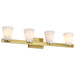 Vanity Nuvo 60-8724 Royale - 4 Light Vanity - Burnished Brass Finish - Ribbed White Glass Nuvo