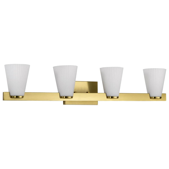 Vanity Nuvo 60-8724 Royale - 4 Light Vanity - Burnished Brass Finish - Ribbed White Glass Nuvo