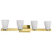 Vanity Nuvo 60-8724 Royale - 4 Light Vanity - Burnished Brass Finish - Ribbed White Glass Nuvo