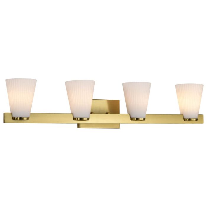 Vanity Nuvo 60-8724 Royale - 4 Light Vanity - Burnished Brass Finish - Ribbed White Glass Nuvo