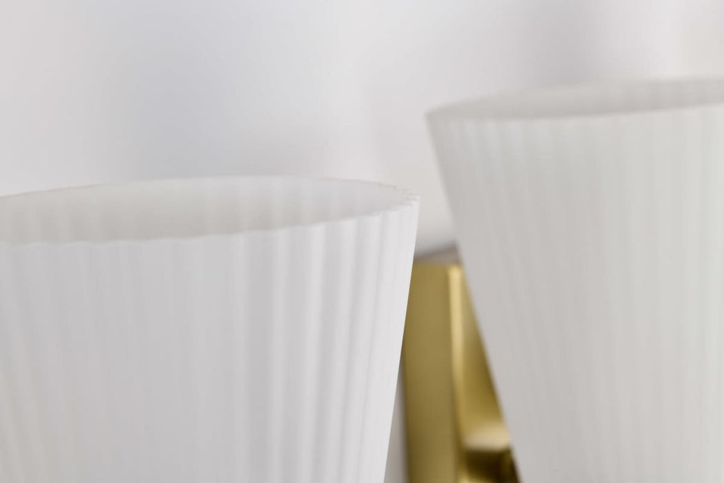 Vanity Nuvo 60-8724 Royale - 4 Light Vanity - Burnished Brass Finish - Ribbed White Glass Nuvo