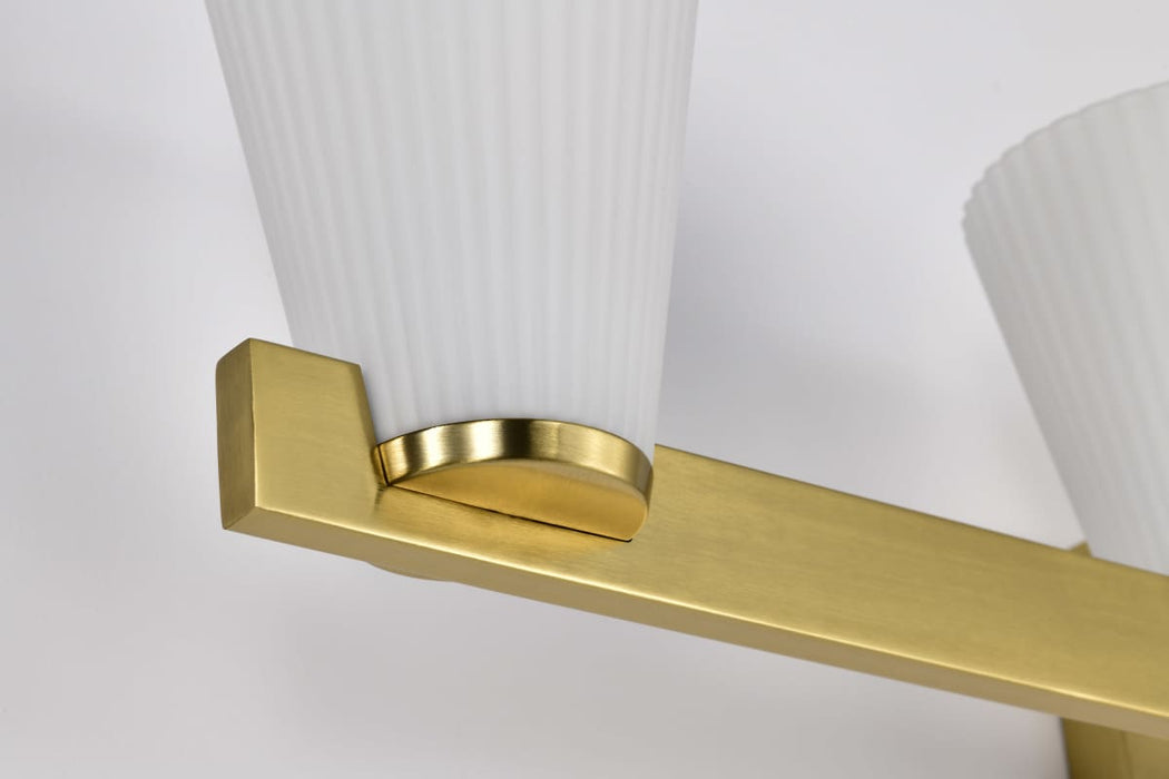 Vanity Nuvo 60-8724 Royale - 4 Light Vanity - Burnished Brass Finish - Ribbed White Glass Nuvo