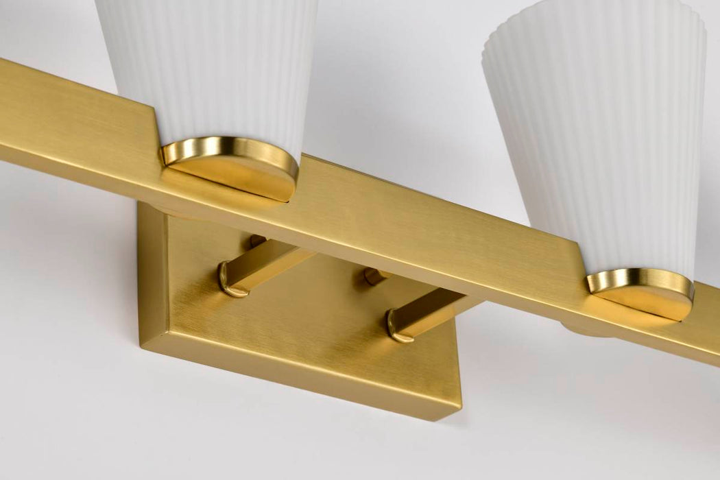 Vanity Nuvo 60-8724 Royale - 4 Light Vanity - Burnished Brass Finish - Ribbed White Glass Nuvo