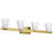 Vanity Nuvo 60-8724 Royale - 4 Light Vanity - Burnished Brass Finish - Ribbed White Glass Nuvo