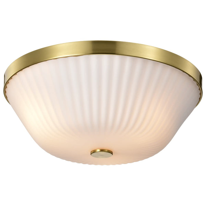 Flush Mount Nuvo 60-8725 Royale - 3 Light Flush Mount - Burnished Brass Finish - Ribbed White Glass Nuvo