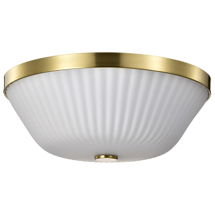 Flush Mount Nuvo 60-8725 Royale - 3 Light Flush Mount - Burnished Brass Finish - Ribbed White Glass Nuvo