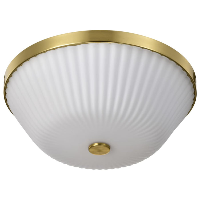 Flush Mount Nuvo 60-8725 Royale - 3 Light Flush Mount - Burnished Brass Finish - Ribbed White Glass Nuvo