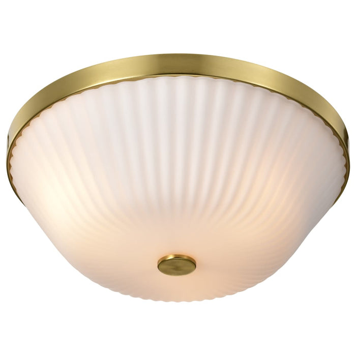 Flush Mount Nuvo 60-8725 Royale - 3 Light Flush Mount - Burnished Brass Finish - Ribbed White Glass Nuvo