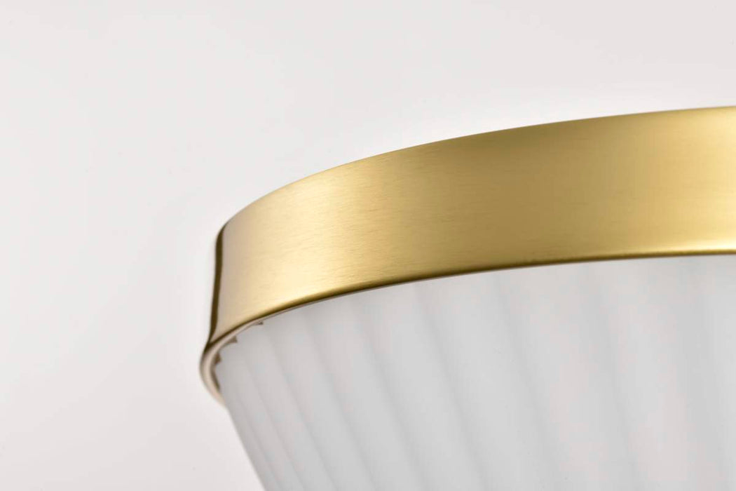 Flush Mount Nuvo 60-8725 Royale - 3 Light Flush Mount - Burnished Brass Finish - Ribbed White Glass Nuvo