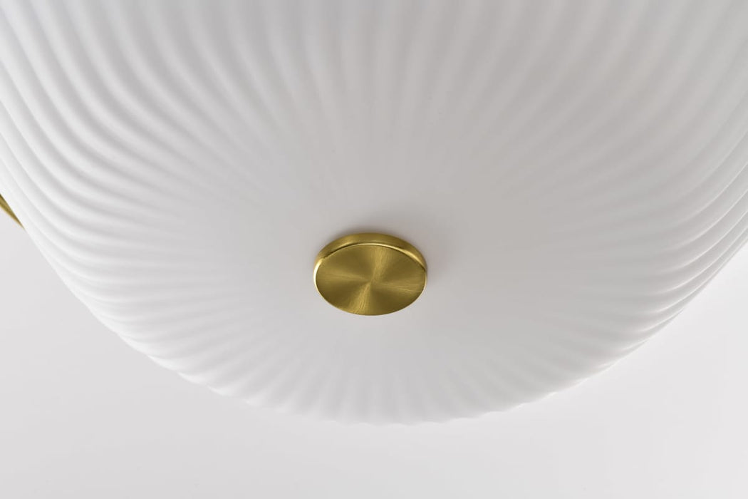 Flush Mount Nuvo 60-8725 Royale - 3 Light Flush Mount - Burnished Brass Finish - Ribbed White Glass Nuvo