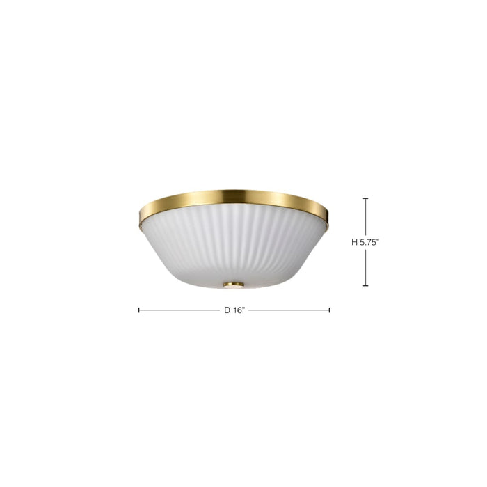 Flush Mount Nuvo 60-8725 Royale - 3 Light Flush Mount - Burnished Brass Finish - Ribbed White Glass Nuvo