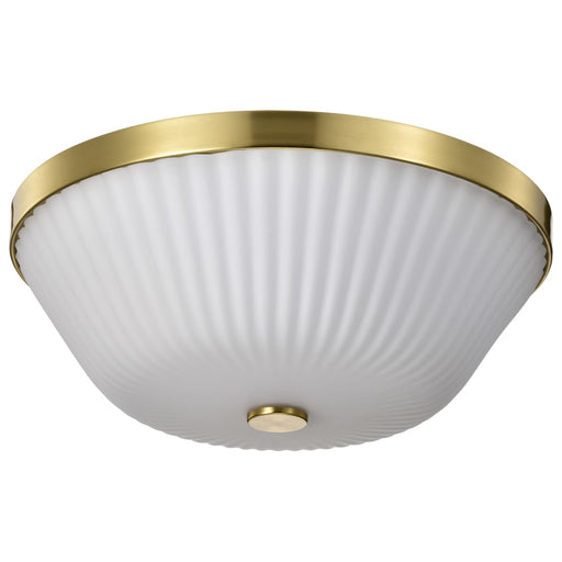 Flush Mount Nuvo 60-8725 Royale - 3 Light Flush Mount - Burnished Brass Finish - Ribbed White Glass Nuvo