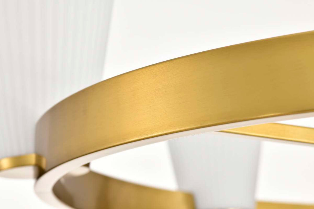 Chandelier Nuvo 60-8726 Royale - 6 Light Chandelier - Burnished Brass Finish - Ribbed White Glass Nuvo