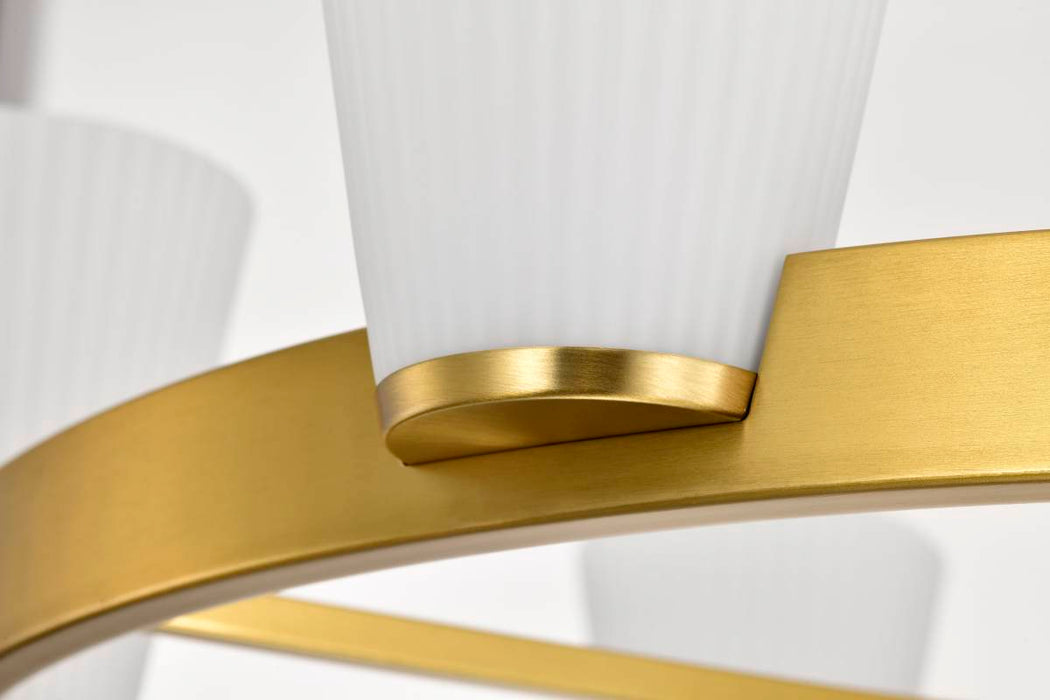 Chandelier Nuvo 60-8726 Royale - 6 Light Chandelier - Burnished Brass Finish - Ribbed White Glass Nuvo