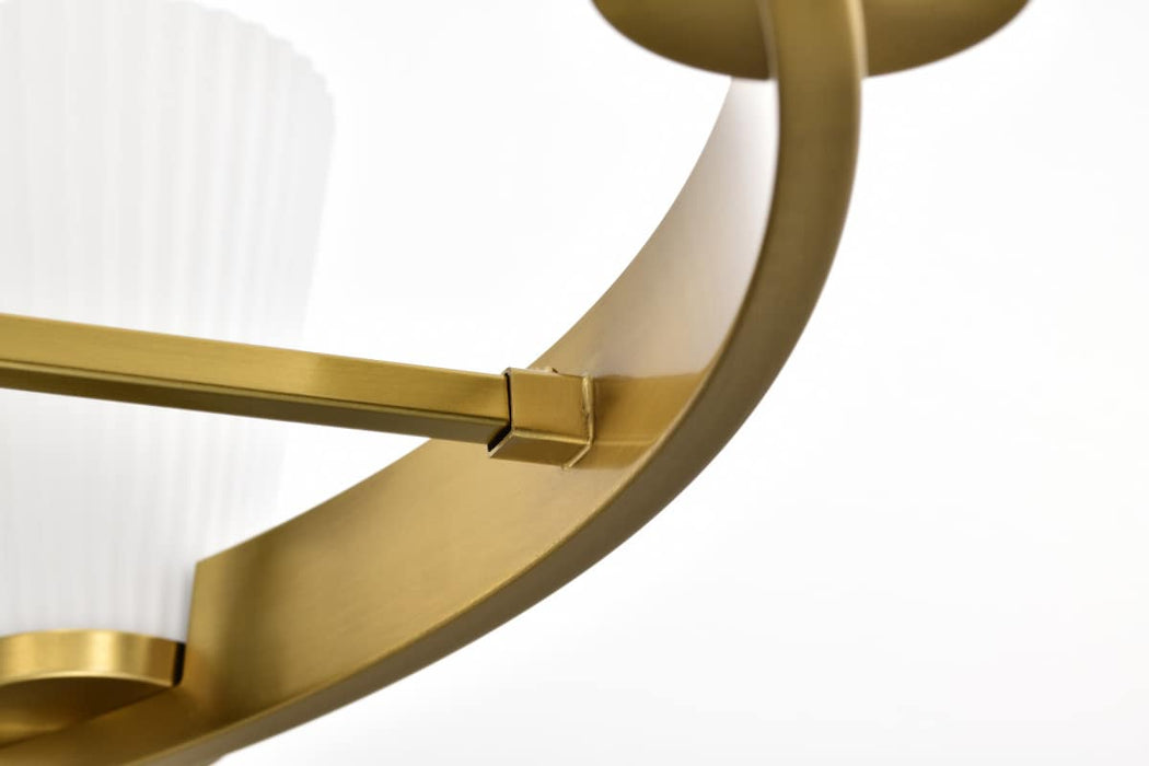 Chandelier Nuvo 60-8726 Royale - 6 Light Chandelier - Burnished Brass Finish - Ribbed White Glass Nuvo