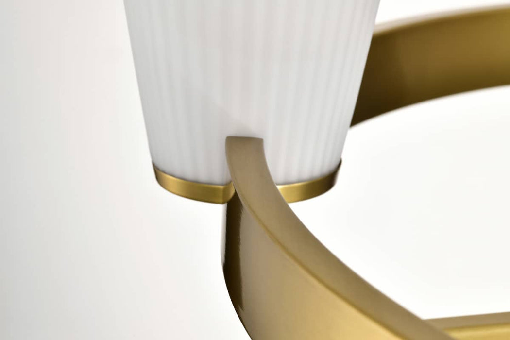 Chandelier Nuvo 60-8726 Royale - 6 Light Chandelier - Burnished Brass Finish - Ribbed White Glass Nuvo