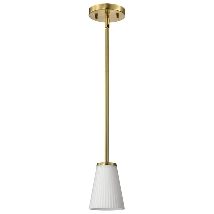 Mini Pendant Nuvo 60-8727 Royale - Mini Pendant - Burnished Brass Finish - Ribbed White Glass Nuvo