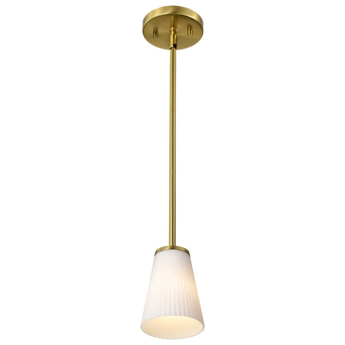 Mini Pendant Nuvo 60-8727 Royale - Mini Pendant - Burnished Brass Finish - Ribbed White Glass Nuvo