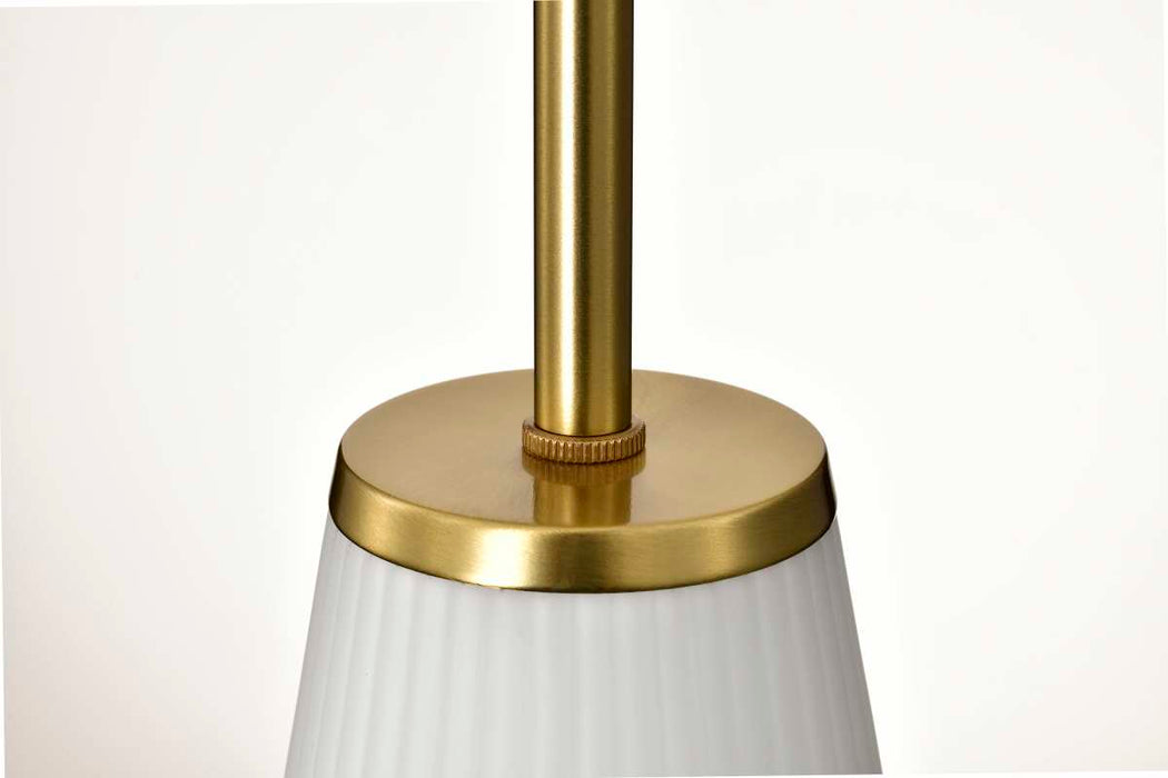 Mini Pendant Nuvo 60-8727 Royale - Mini Pendant - Burnished Brass Finish - Ribbed White Glass Nuvo