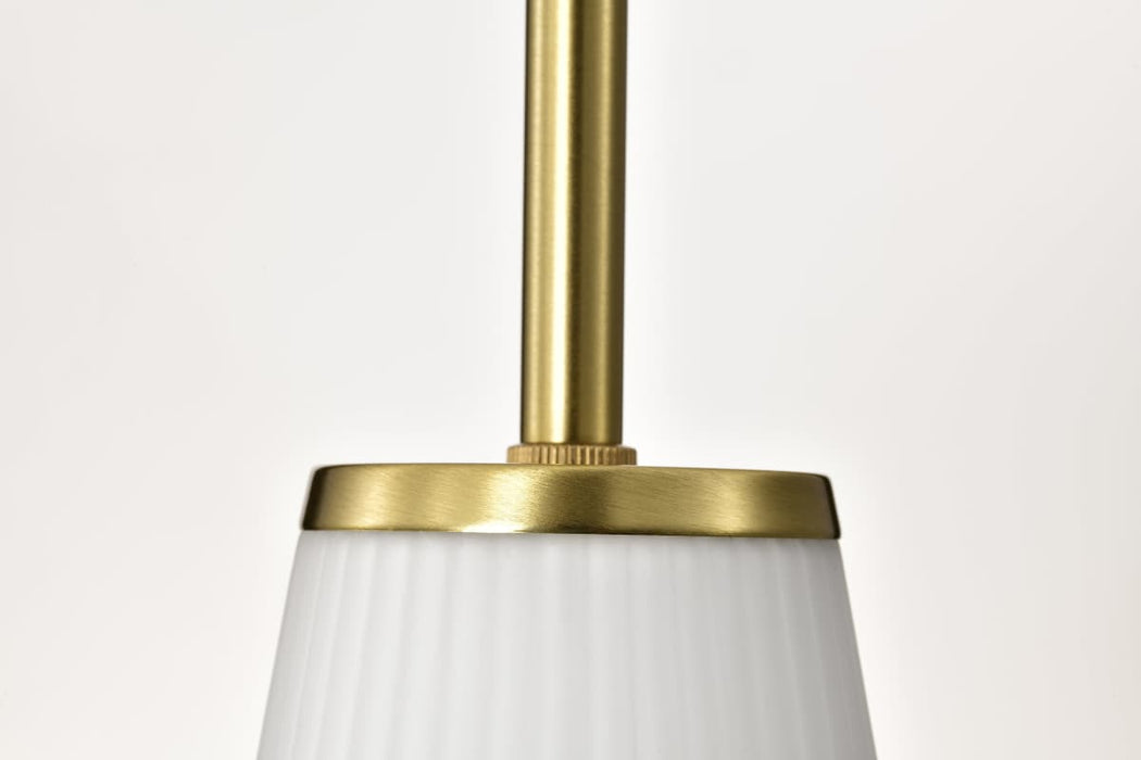 Mini Pendant Nuvo 60-8727 Royale - Mini Pendant - Burnished Brass Finish - Ribbed White Glass Nuvo