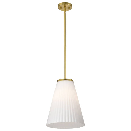 Pendant Nuvo 60-8728 Royale - Large Pendant - Burnished Brass Finish - Ribbed White Glass Nuvo