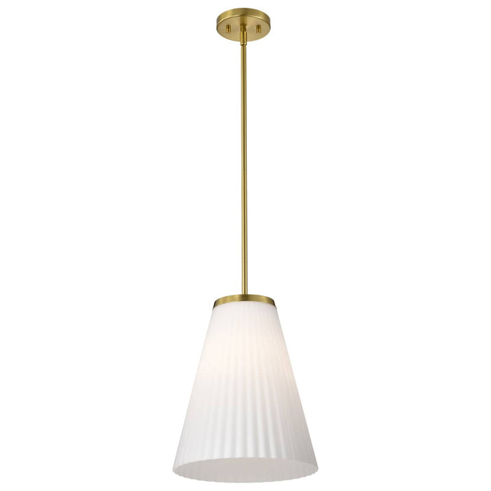 Pendant Nuvo 60-8728 Royale - Large Pendant - Burnished Brass Finish - Ribbed White Glass Nuvo