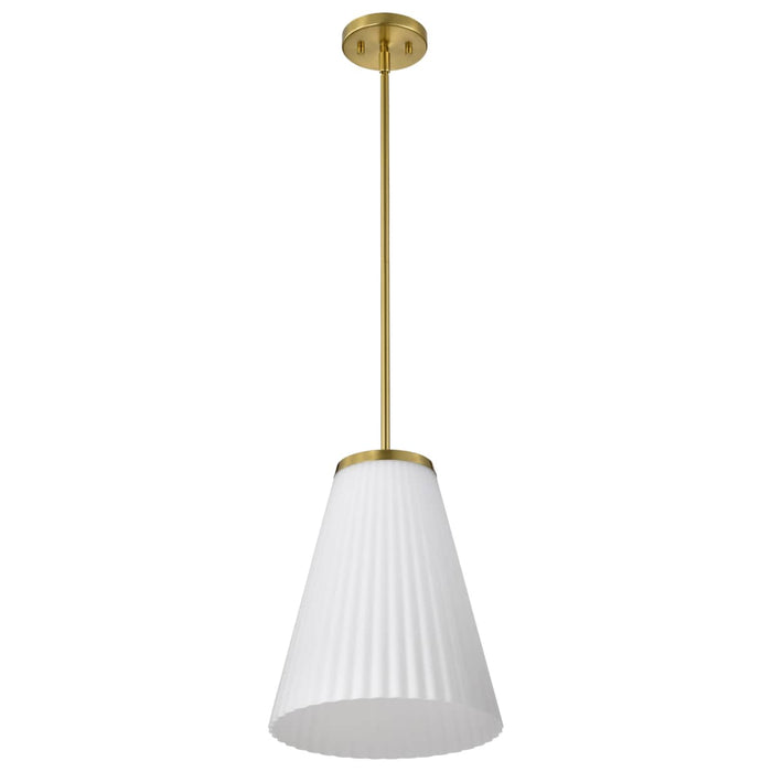 Pendant Nuvo 60-8728 Royale - Large Pendant - Burnished Brass Finish - Ribbed White Glass Nuvo