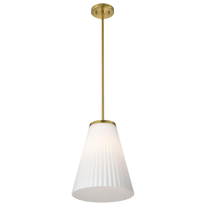 Pendant Nuvo 60-8728 Royale - Large Pendant - Burnished Brass Finish - Ribbed White Glass Nuvo