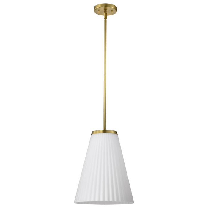 Pendant Nuvo 60-8728 Royale - Large Pendant - Burnished Brass Finish - Ribbed White Glass Nuvo