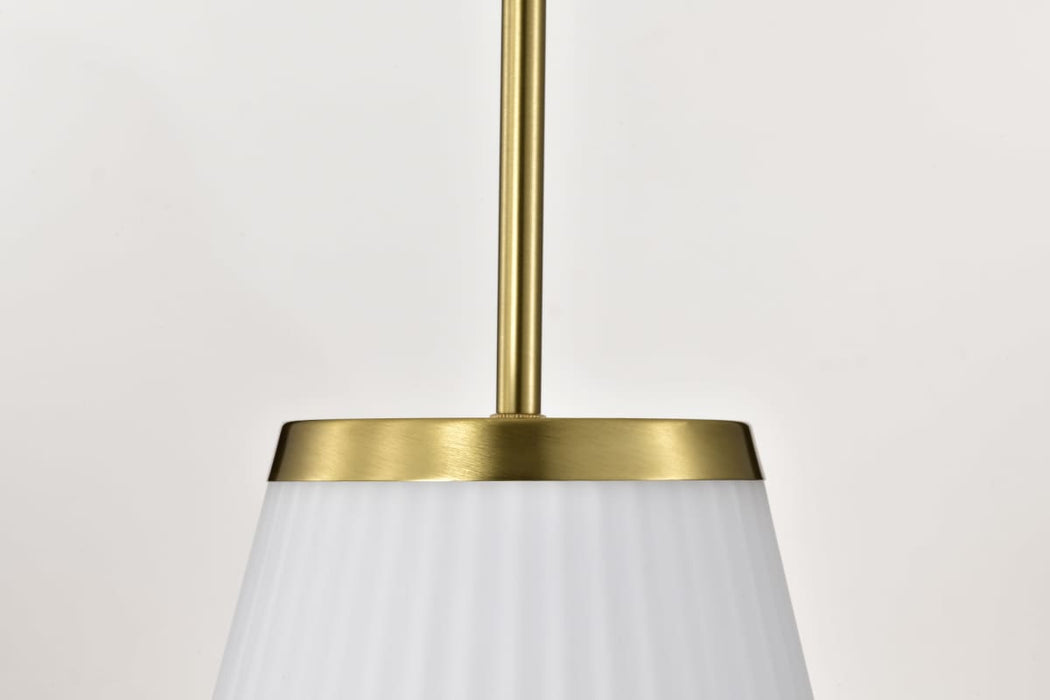 Pendant Nuvo 60-8728 Royale - Large Pendant - Burnished Brass Finish - Ribbed White Glass Nuvo