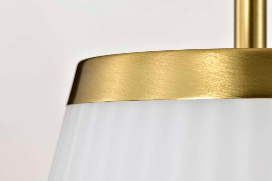 Pendant Nuvo 60-8728 Royale - Large Pendant - Burnished Brass Finish - Ribbed White Glass Nuvo