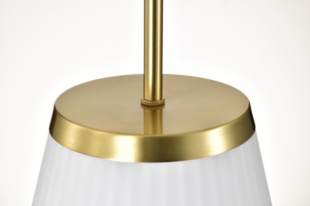 Pendant Nuvo 60-8728 Royale - Large Pendant - Burnished Brass Finish - Ribbed White Glass Nuvo