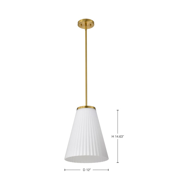 Pendant Nuvo 60-8728 Royale - Large Pendant - Burnished Brass Finish - Ribbed White Glass Nuvo