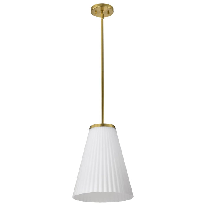Pendant Nuvo 60-8728 Royale - Large Pendant - Burnished Brass Finish - Ribbed White Glass Nuvo