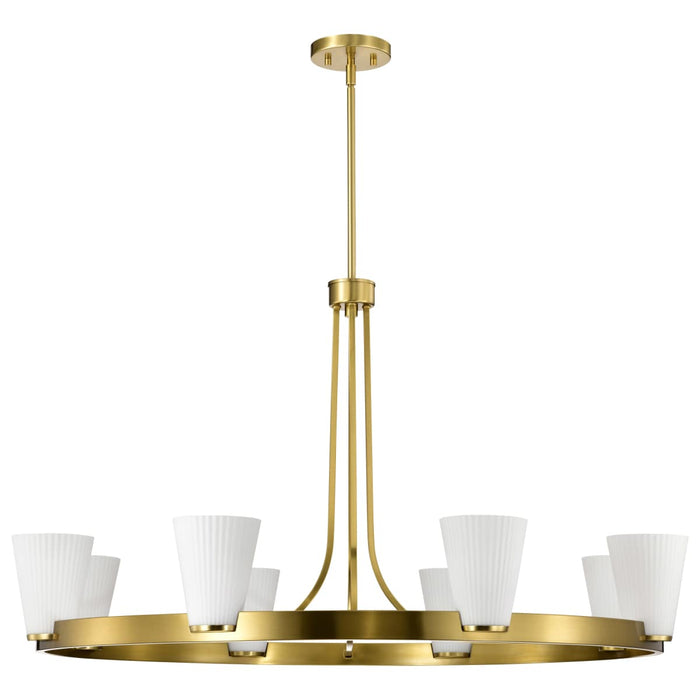 Chandelier Nuvo 60-8729 Royale - 8 Light Chandelier - Burnished Brass Finish - Ribbed White Glass Nuvo