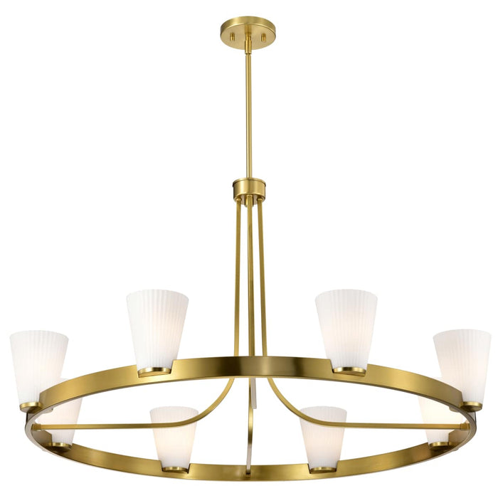 Chandelier Nuvo 60-8729 Royale - 8 Light Chandelier - Burnished Brass Finish - Ribbed White Glass Nuvo